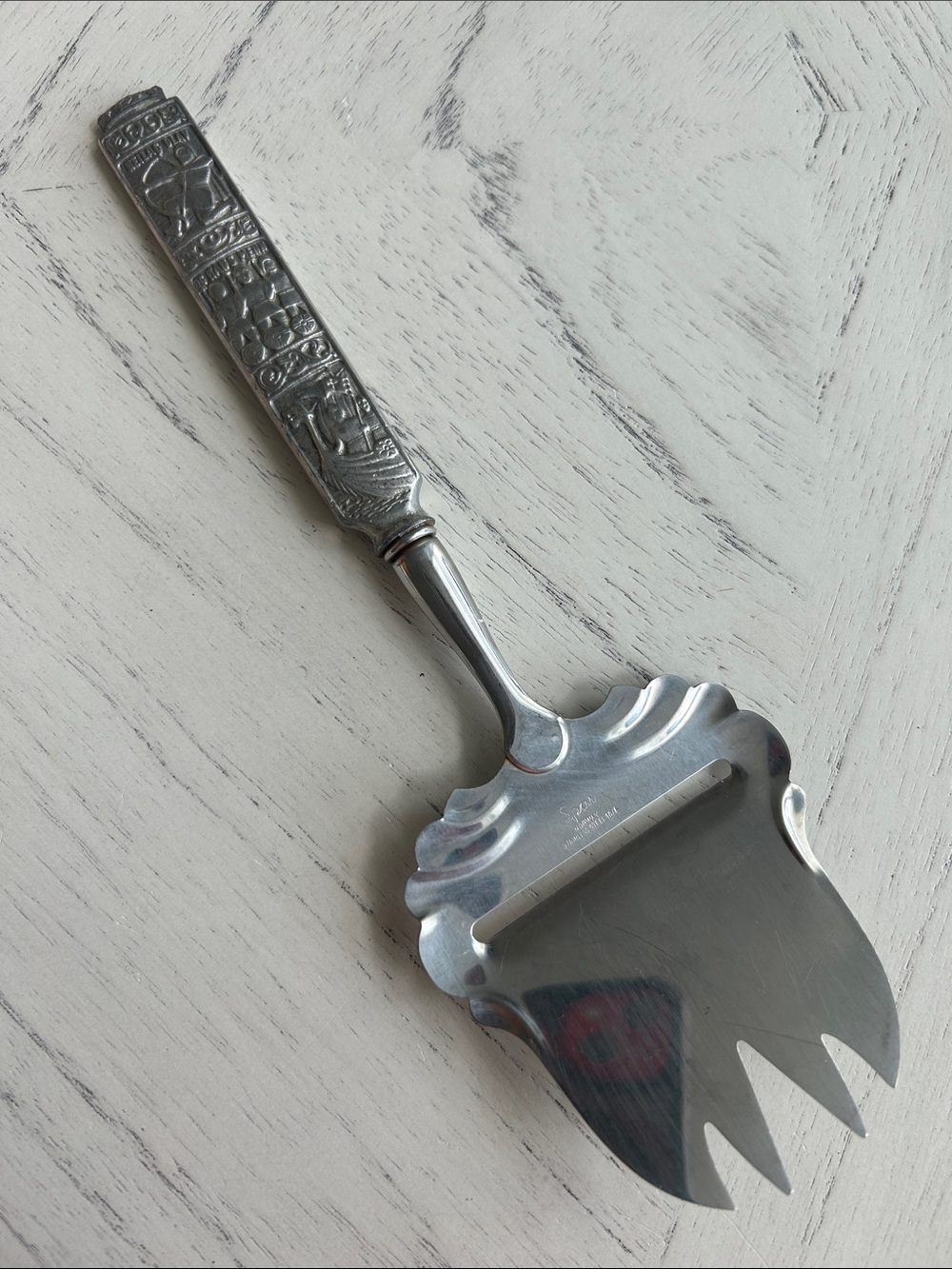 Vintage Spar Norway 18/8 Stainless Steel Cheese Slicer w/ Integrated Fork Tines